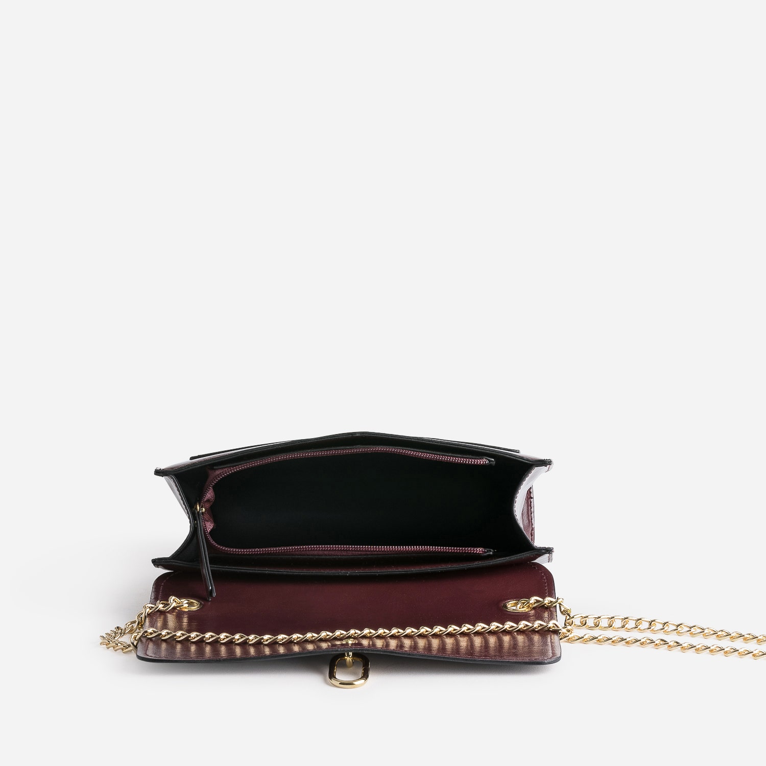 Sac à main bordeaux avec ouverture fantaisie