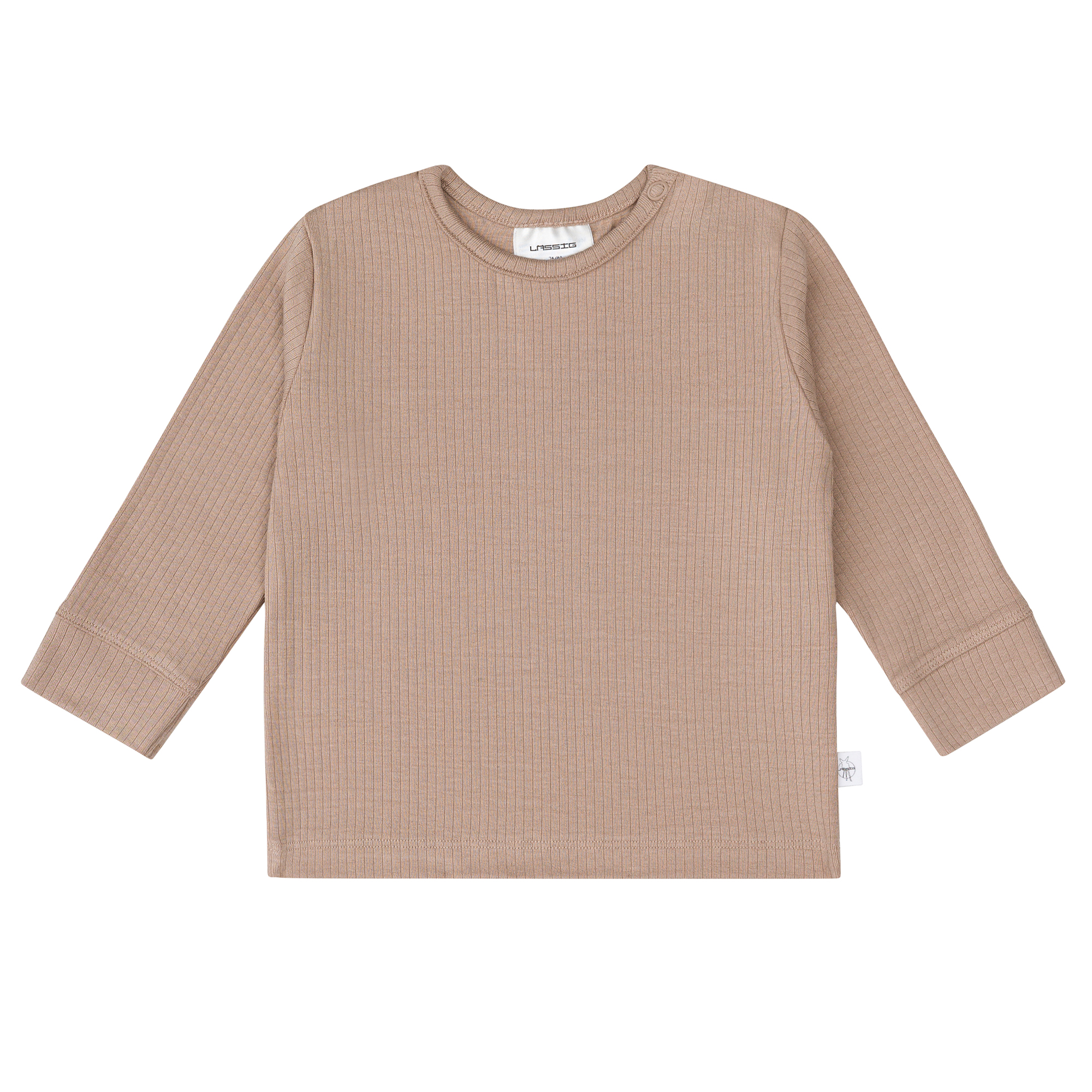 Baby Langarm Shirt - gerippt, Hellbraun
