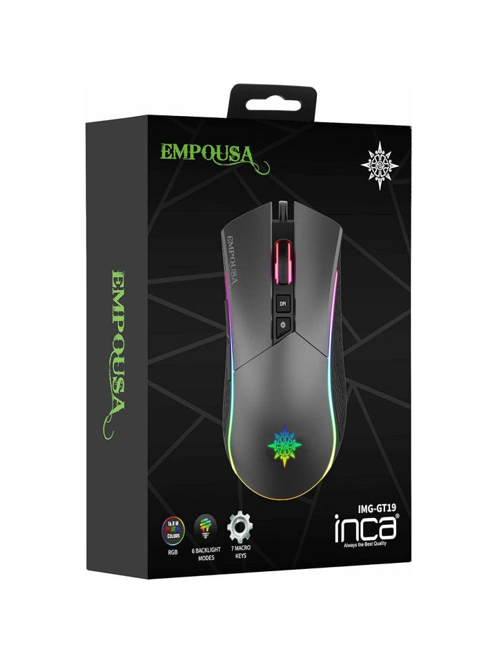 Inca INCA IMG-GT19 RGB 7D Makro-Tasten Profiosonelle Gaming-Maus schwarz in schwarz günstig kaufen onesize