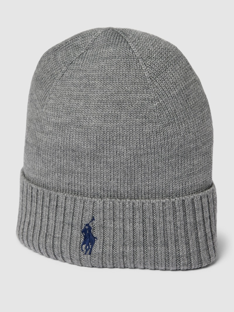 Beanie mit Label-Stitching in mittelgrau meliert