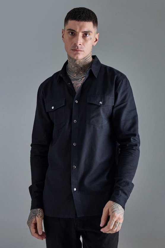 Tall langärmliges Twill Hemd