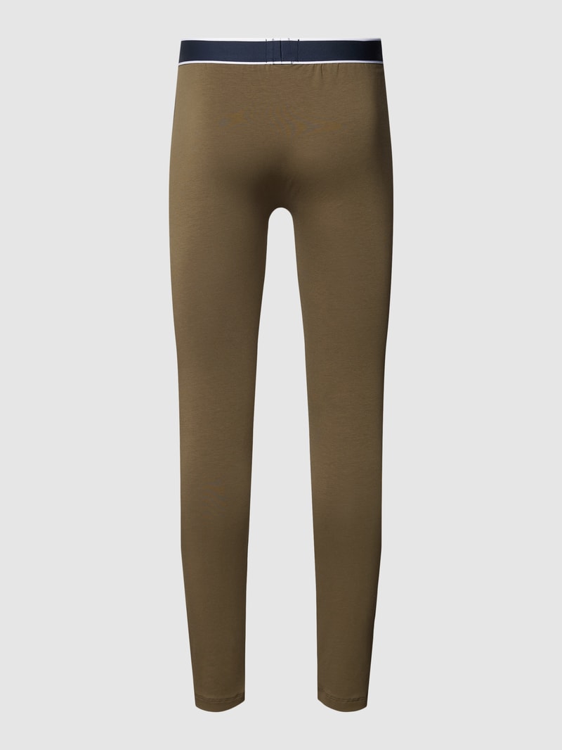Leggings mit elastischem Label-Bund Modell 'Long John' in olivgrün
