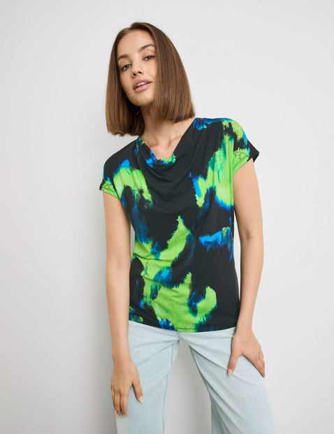 Kurzarmshirt mit Wasserfallausschnitt