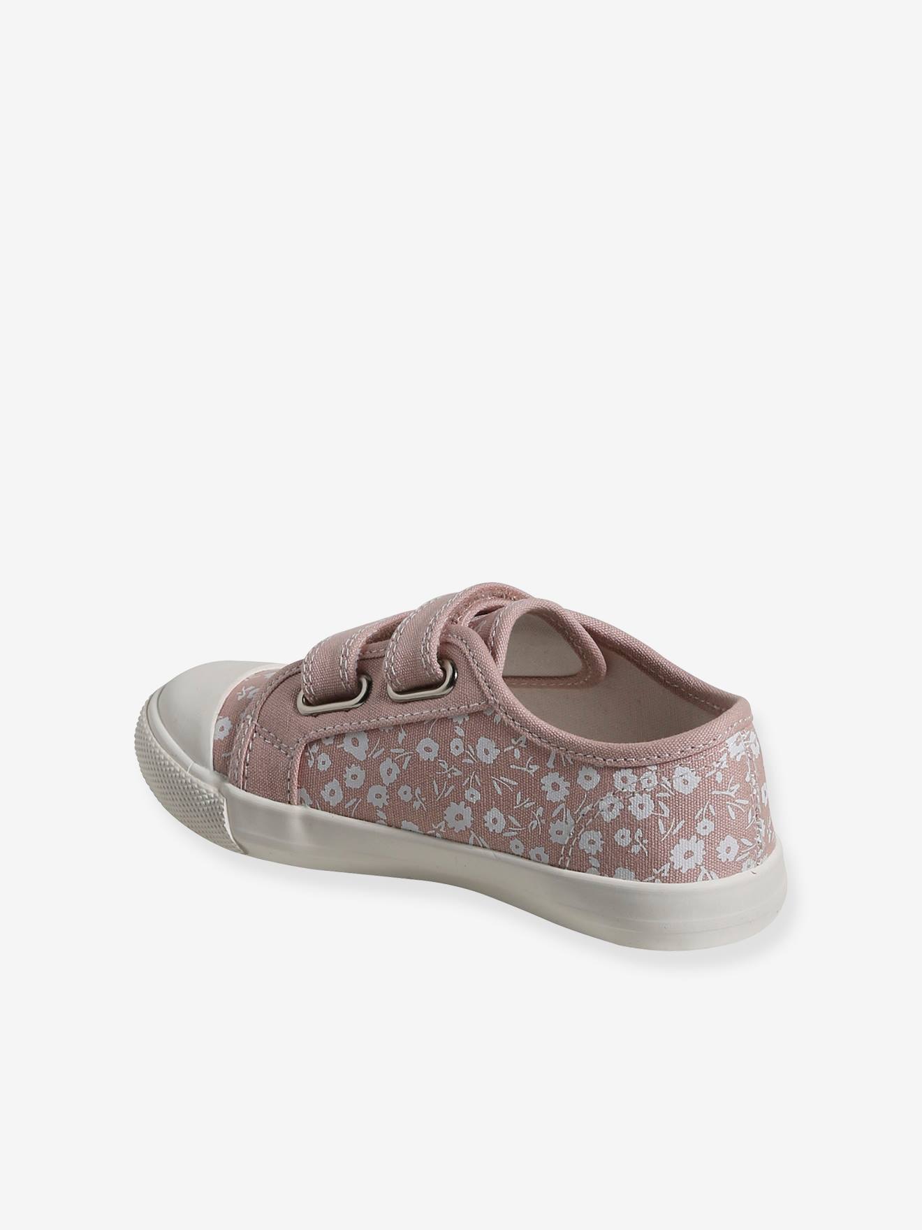 Vertbaudet Mädchen Stoff-Sneakers mit Klett und Anziehtrick - rosa bedruckt