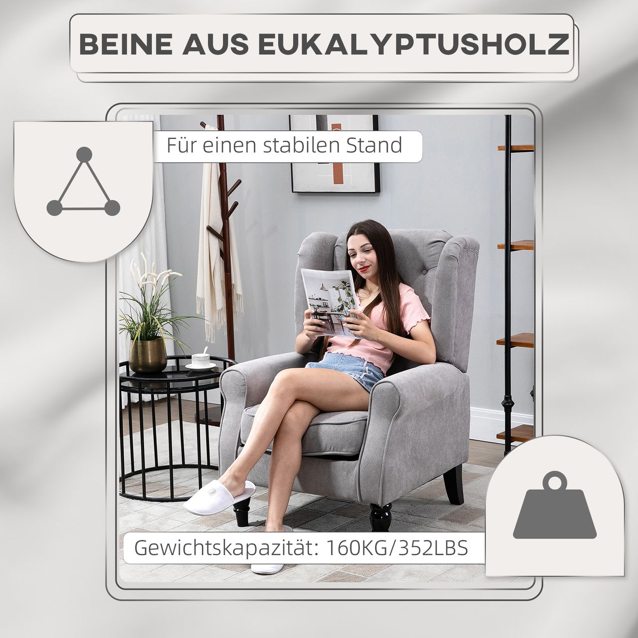 HOMCOM Einzelsofa Relaxsessel Einzelstuhl mit Tufting Polyester 2 Farben