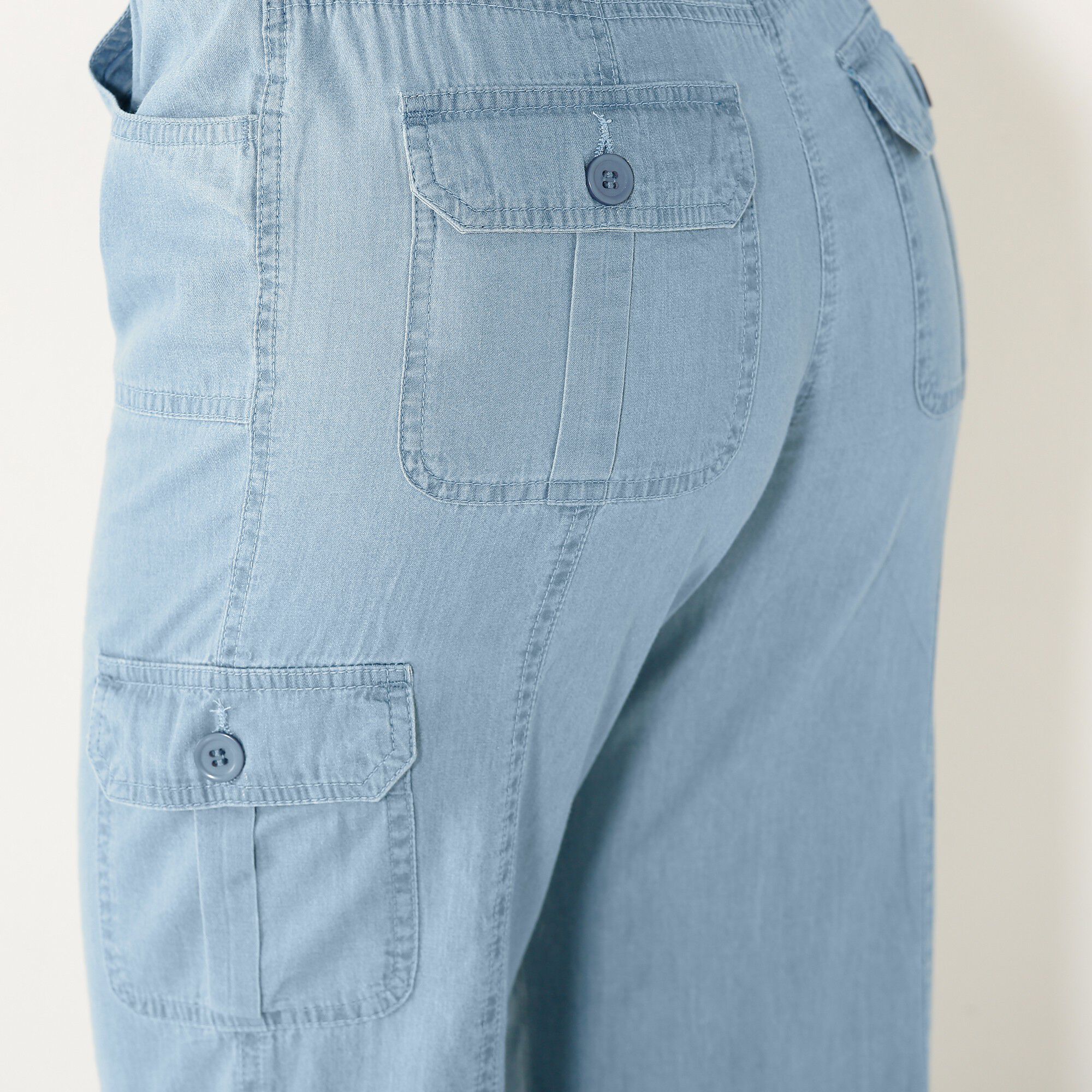 Pantacourt denim ceinture maille