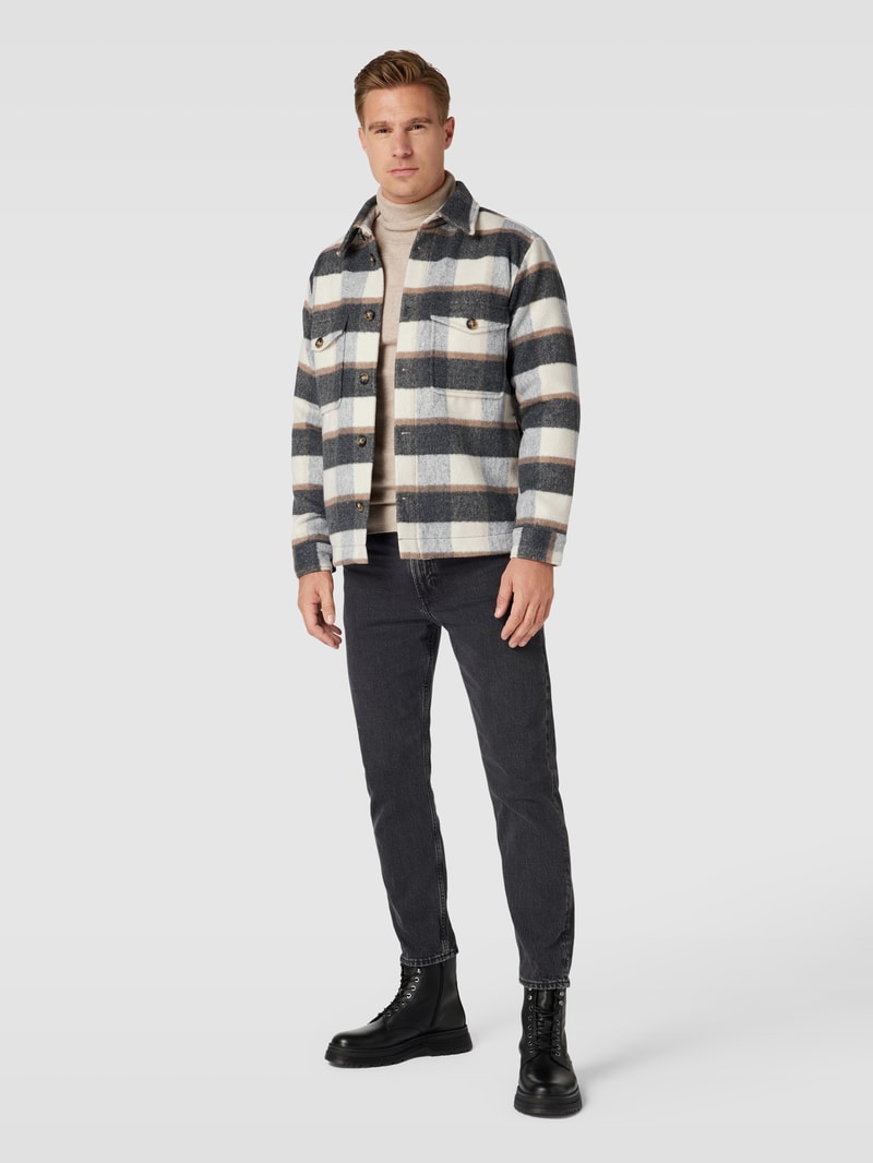 Relaxed Fit Overshirt mit Tartan-Karo in mittelbraun
