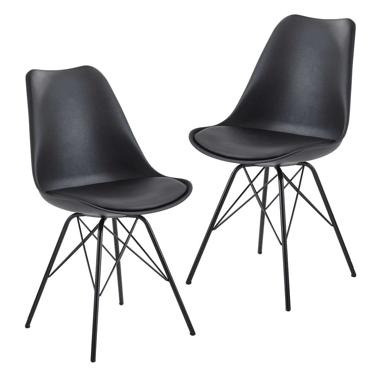 Wohnling 2er Set Esszimmerstuhl 86 x 58 x 48 cm Schwarz