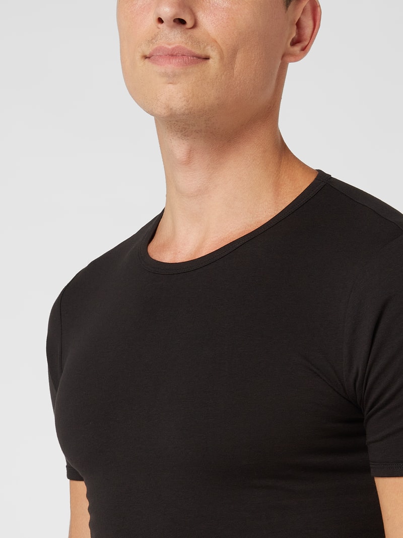 T-Shirt mit Stretch-Anteil im 2er-Pack in schwarz