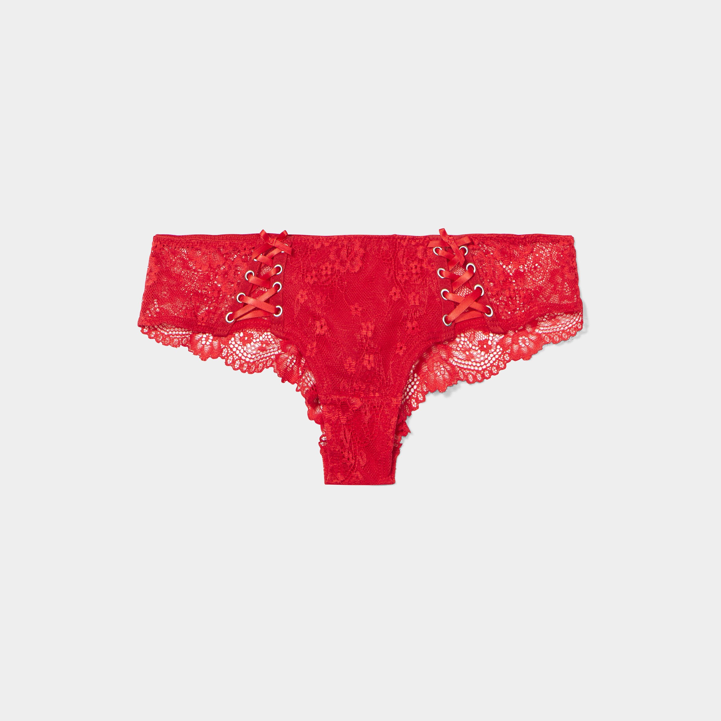 Shorty en dentelle rouge femme | La Halle