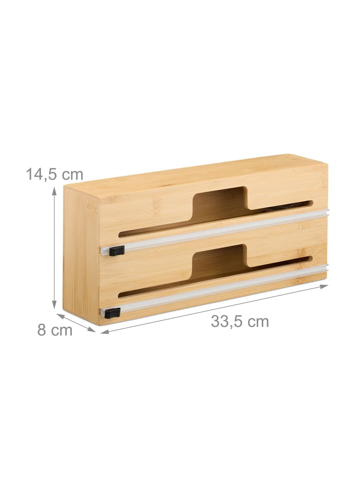 relaxdays Folienspender in Natur - 2 Rollen günstig kaufen onesize