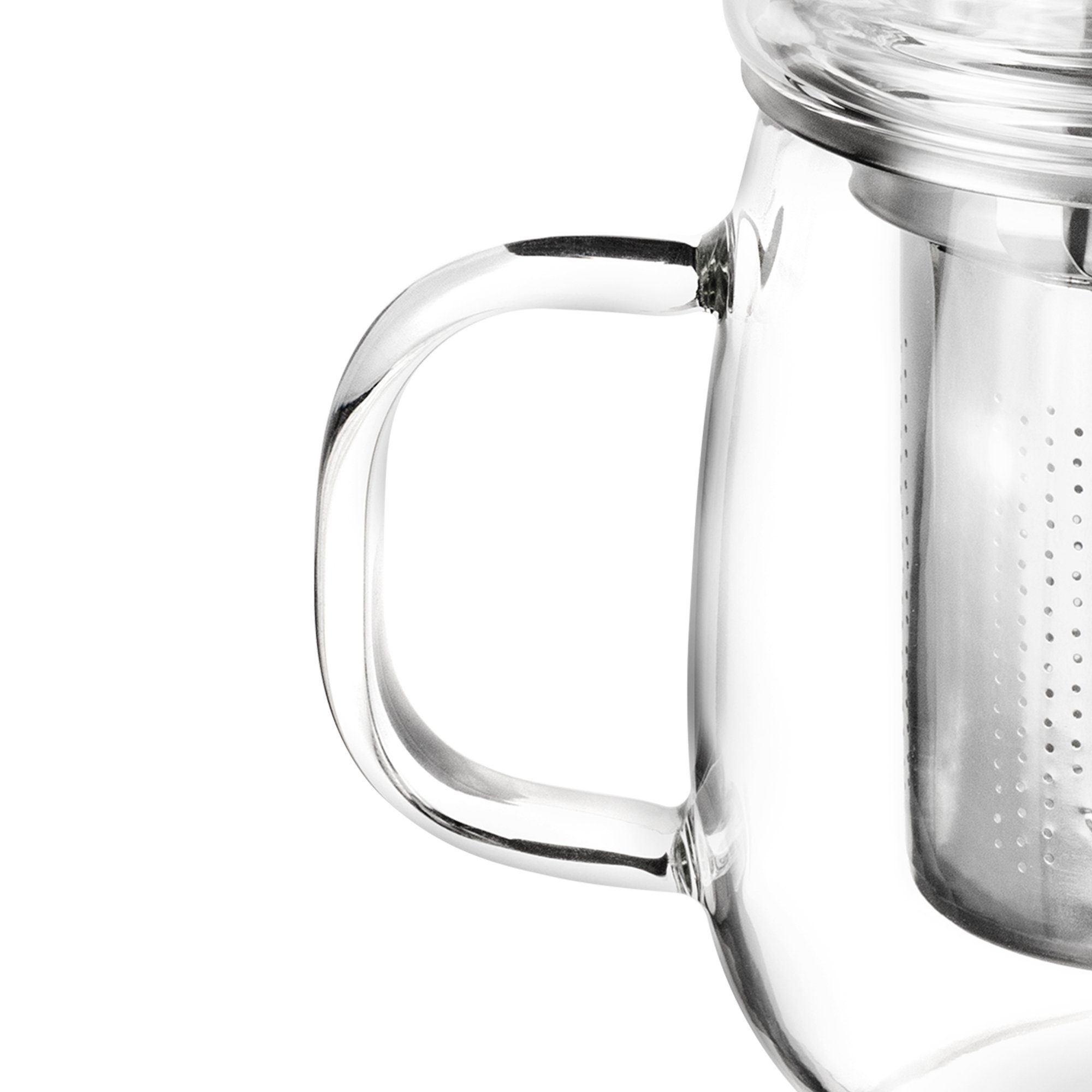 Impolio Teeglas Impolio Classic Teeglas mit Edelstahl-Sieb 2-teiliges Set 430 ml, Glas