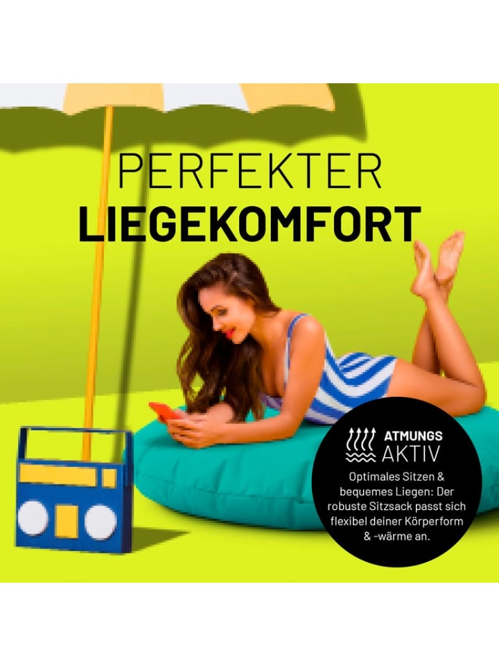 Lumaland Indoor/Outdoor-Sitzsack Runder 2in1 Sitzsack 300l  120x80x75cm -türkis günstig kaufen onesize