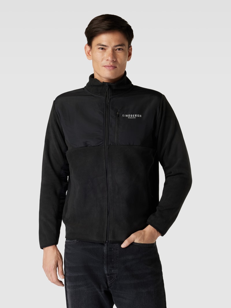 Sweatjacke mit Stehkragen in schwarz