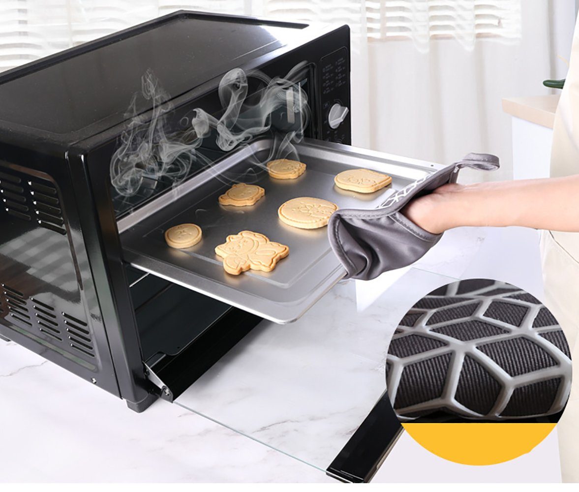 SCOKIT Topfhandschuhe Ofenhandschuhe Topflappen 4er Set, (Küche Topfhandschuhe mit Silikon Anti-Rutsch Design), Geeignet für Backen, Kochen, Grillen