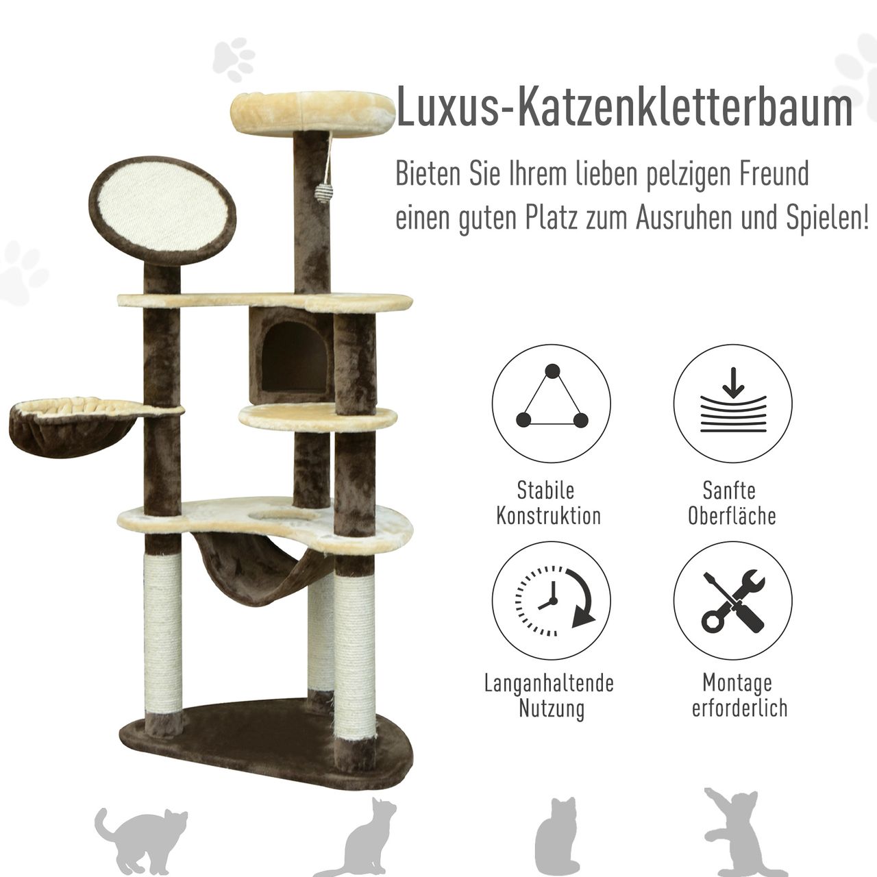 PawHut Kratzbaum Katzenbaum Katzenkratzbaum Kletterbaum Spielbaum Kratzbrett