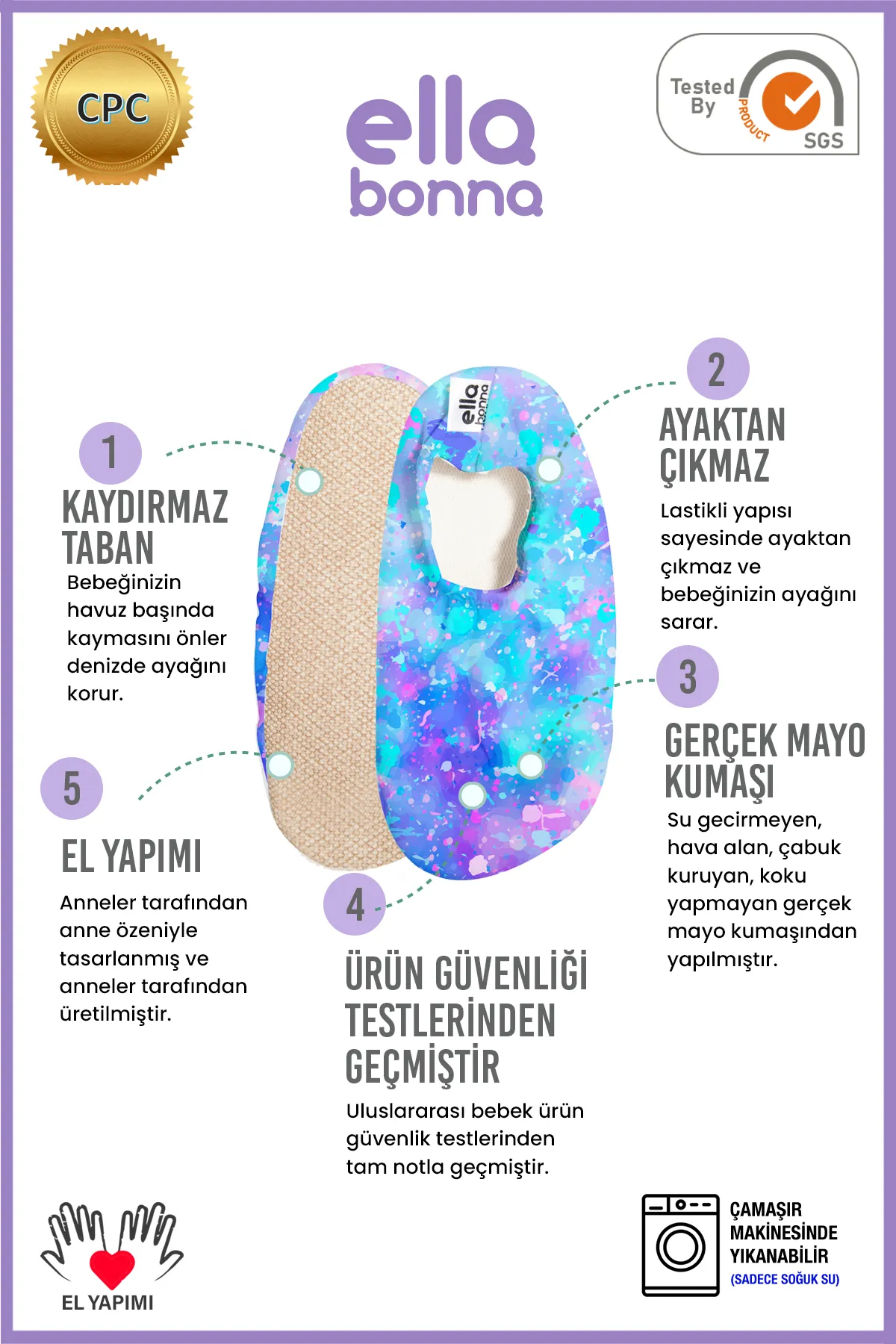 Ella Bonna  Rutschfeste Sohle Unisex Baby Kinder Meer Schuhe Pool Schuhe Gebürstet Farben Meer