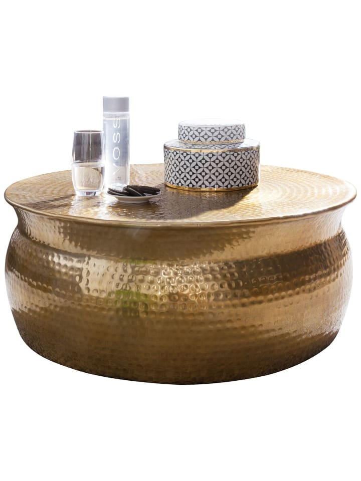 KADIMA DESIGN Couchtisch 75x31x75 cm Aluminium Beistelltisch orientalisch in Gold günstig kaufen onesize