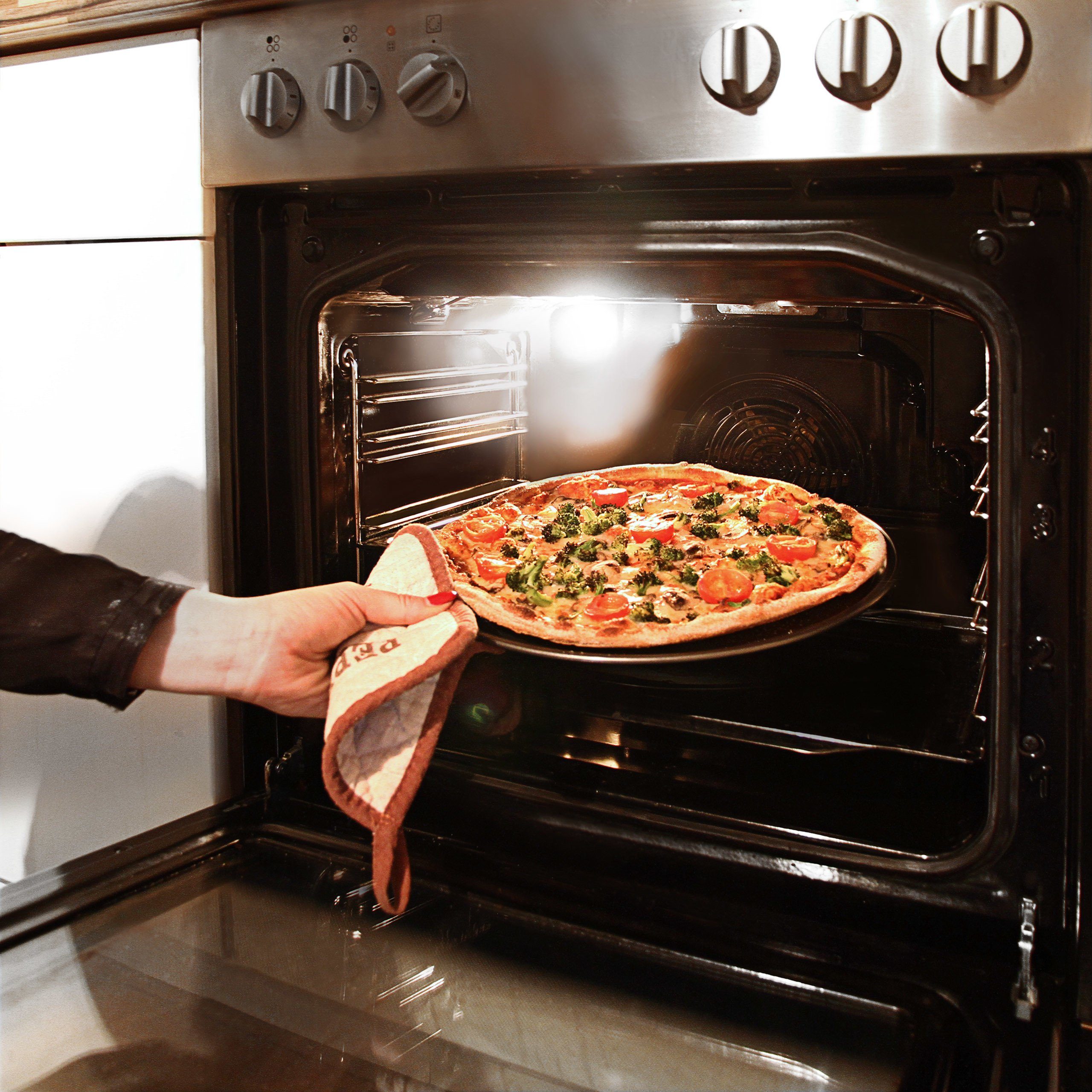 relaxdays Pizzablech Pizzablech rund 4er Set, Stahl