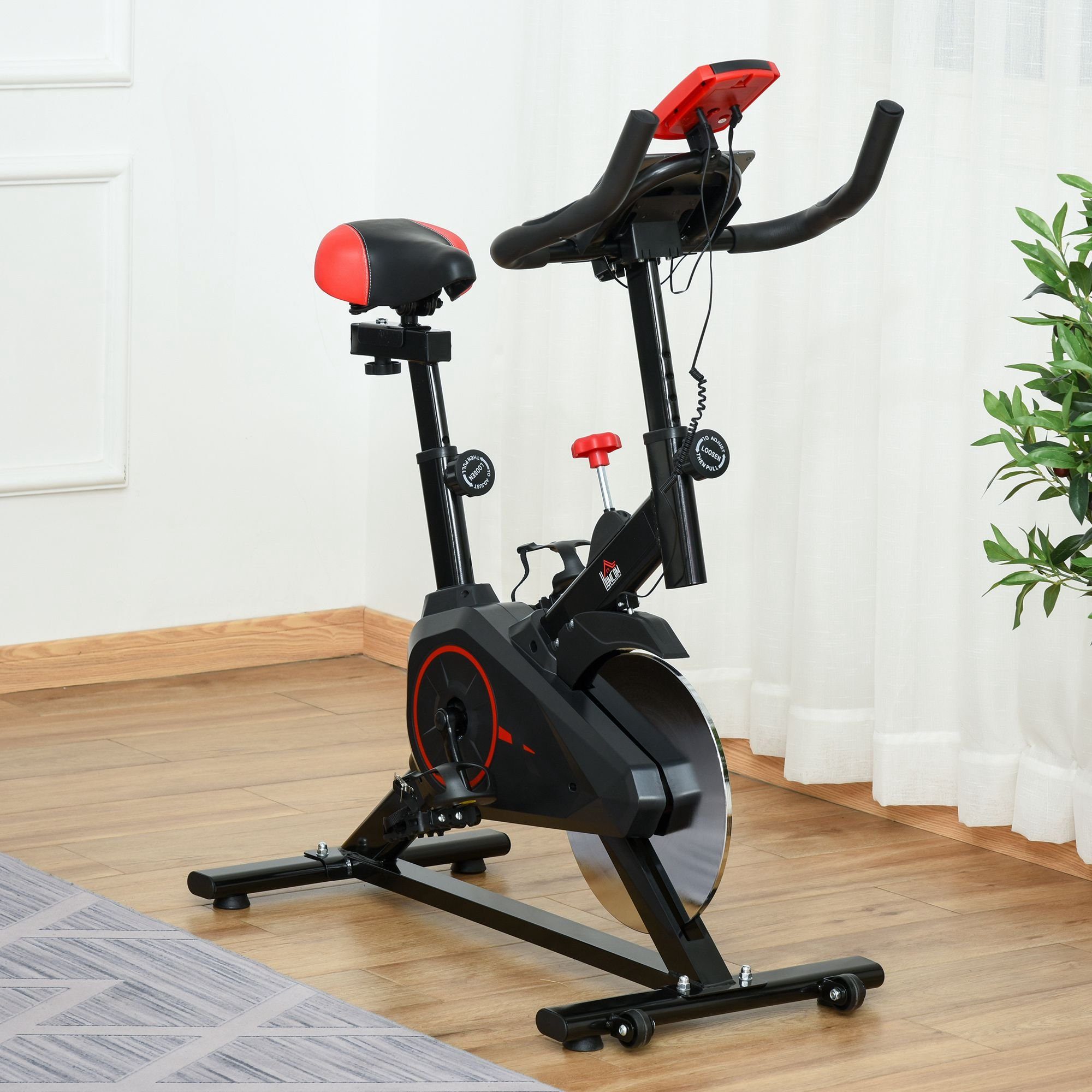 HOMCOM Heimtrainer Indoor Cycling Bike Trainer Home Gym Fahrradtrainer (1-tlg., Fitnessfahrrad), 85L x 46B x 114H cm