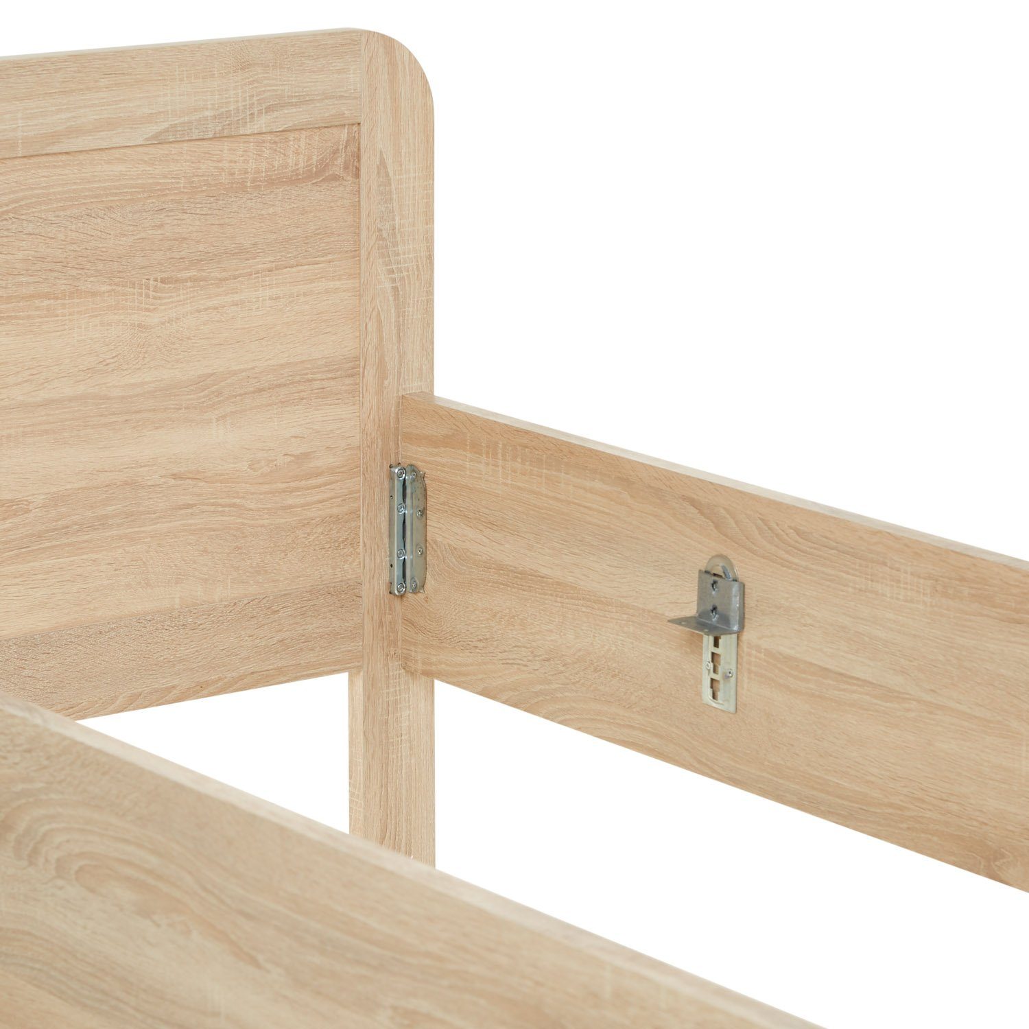 Homestyle4u Holzbett Komfortbett 90x200 cm Natur Weiß Bett