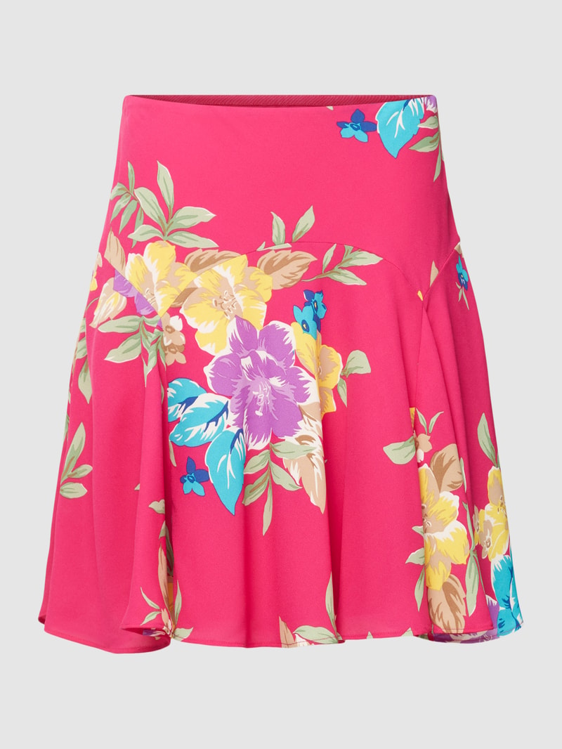 Knielanger Rock mit floralem Print Modell 'JASKIE' in pink