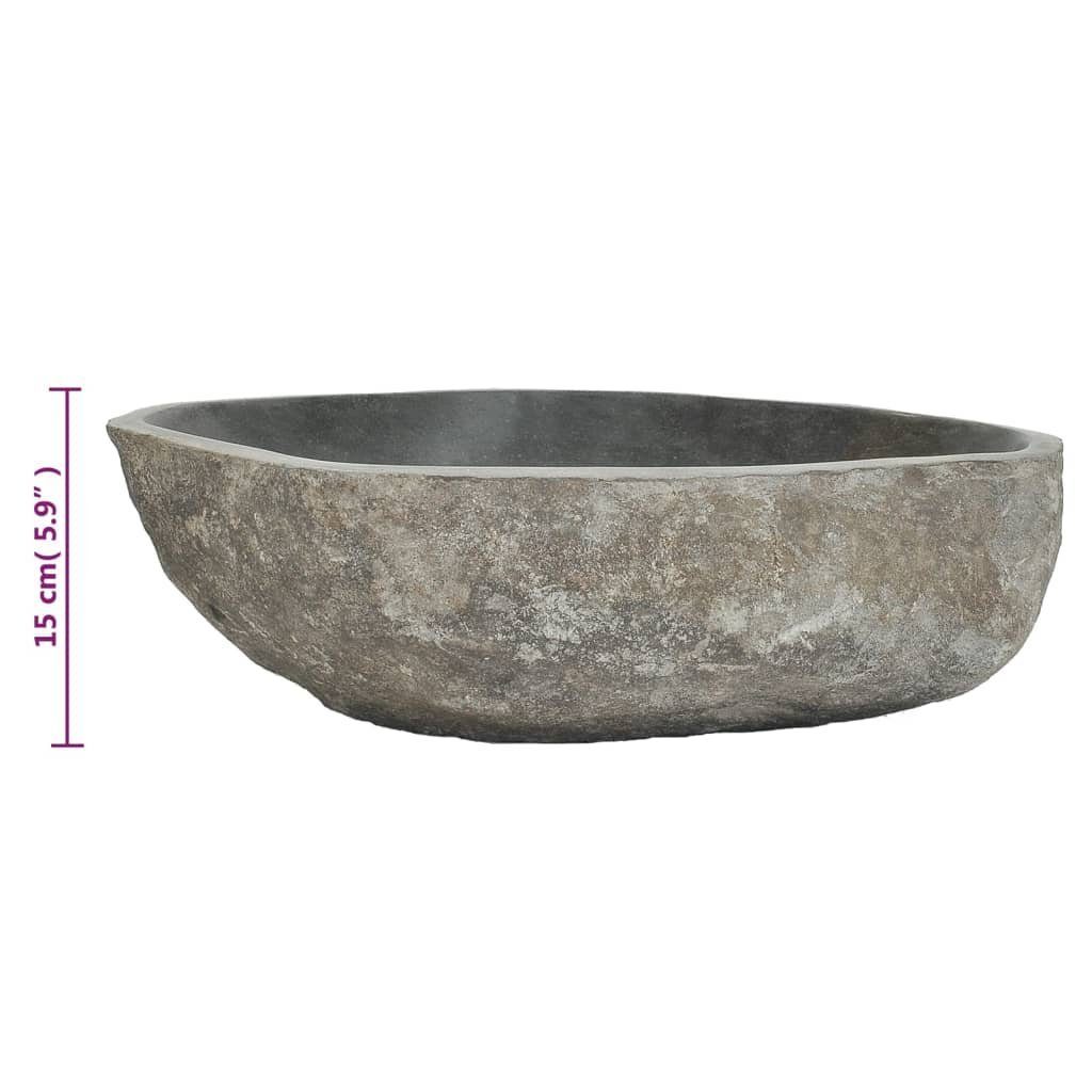 vidaXL Waschbecken Waschbecken Flussstein Oval 40 cm x 15 cm x 41 cm braun