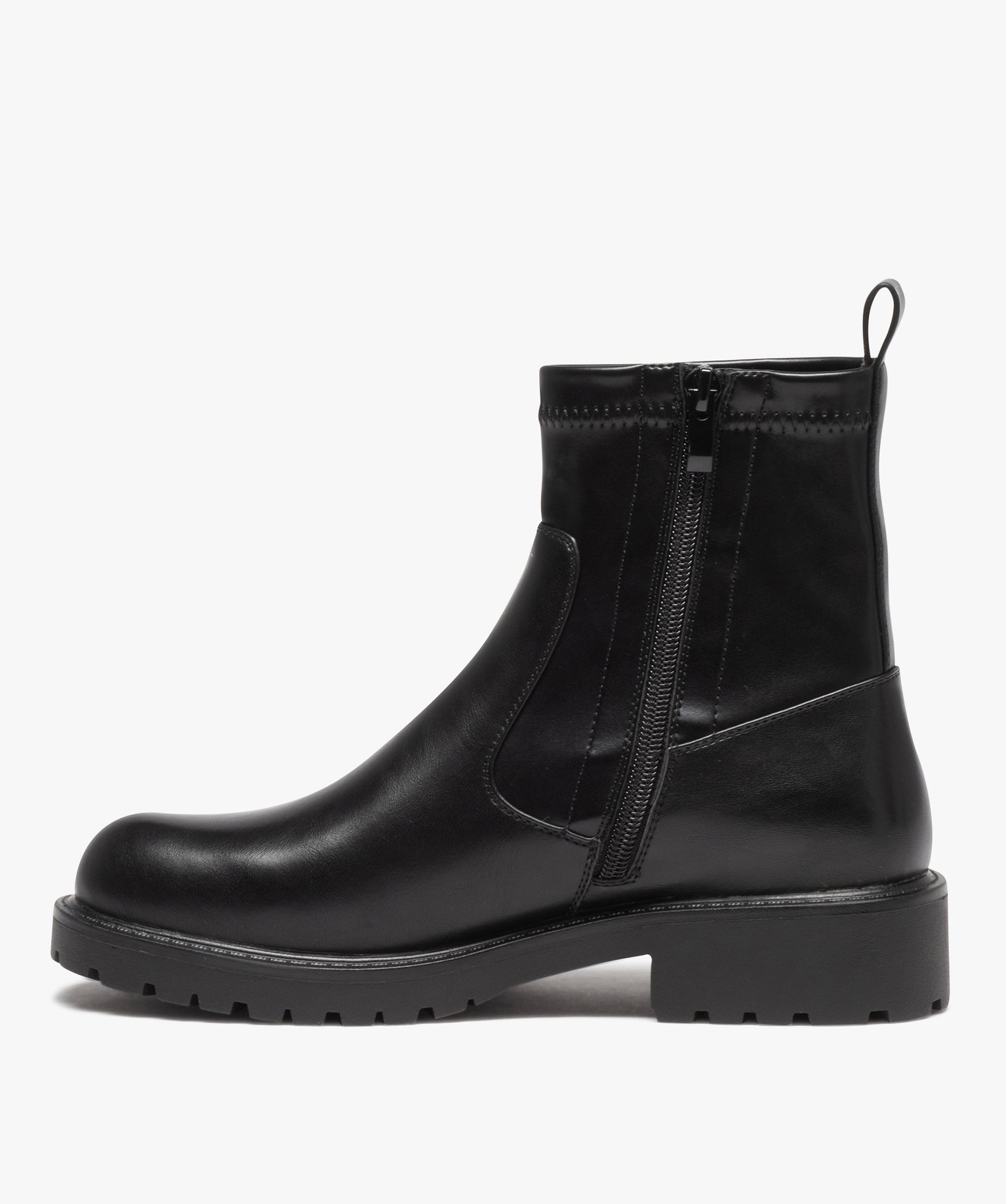 Boots femme unies à col souple et semelle crantée noir | GEMO