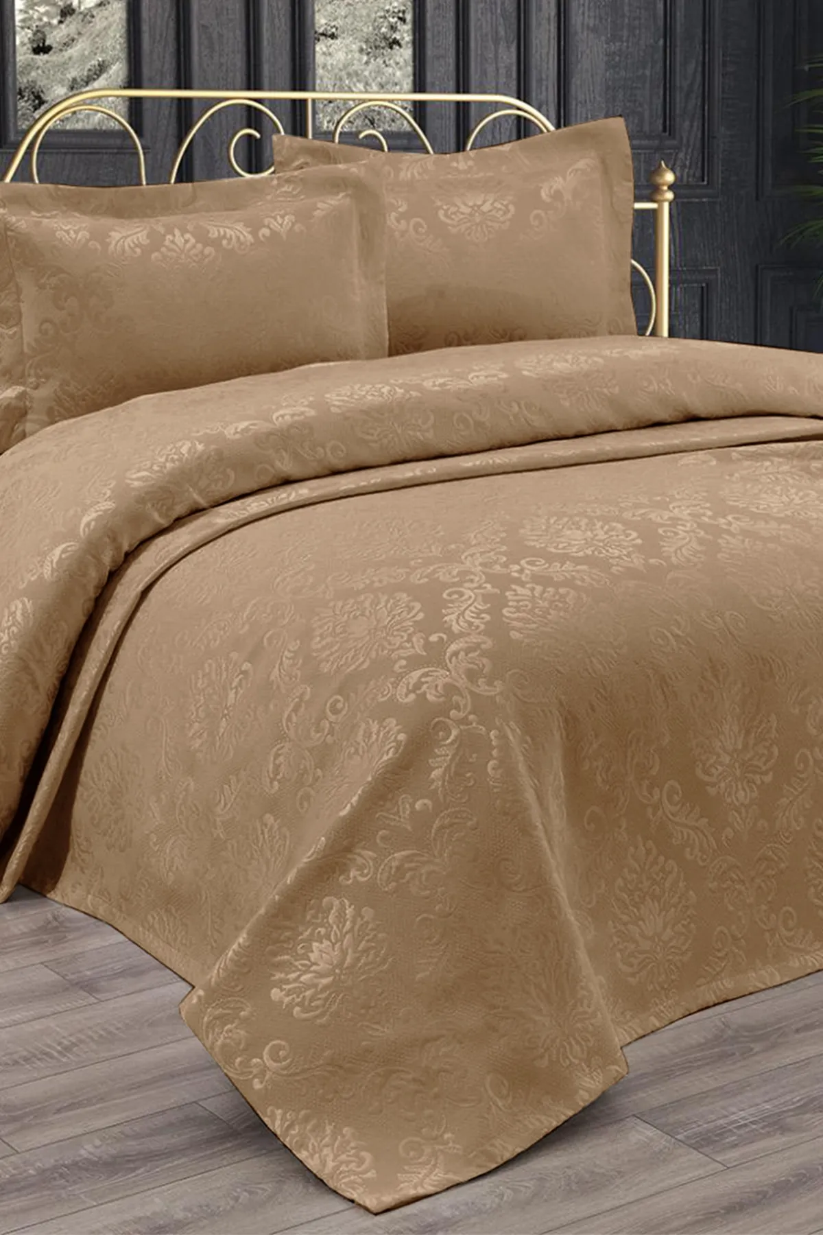 Çeyiz Diyarı  Diamond Double Plain Piqué-Set Beige