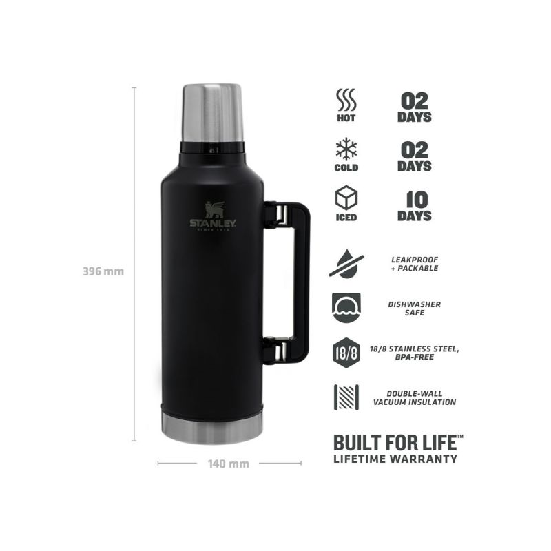 Stanley Classic Legendary Bottle XXlarge 2.5qt \/2.3 lt Matte Black Pebble