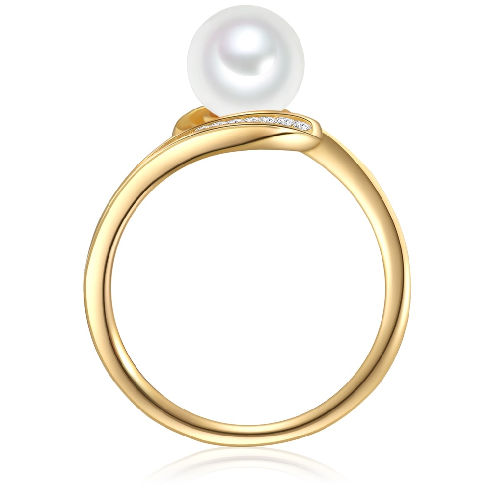 Valero Pearls Bague Argent sterling Oxyde de zirconium (CZ) Perle de culture d'eau douce en Or  Bague