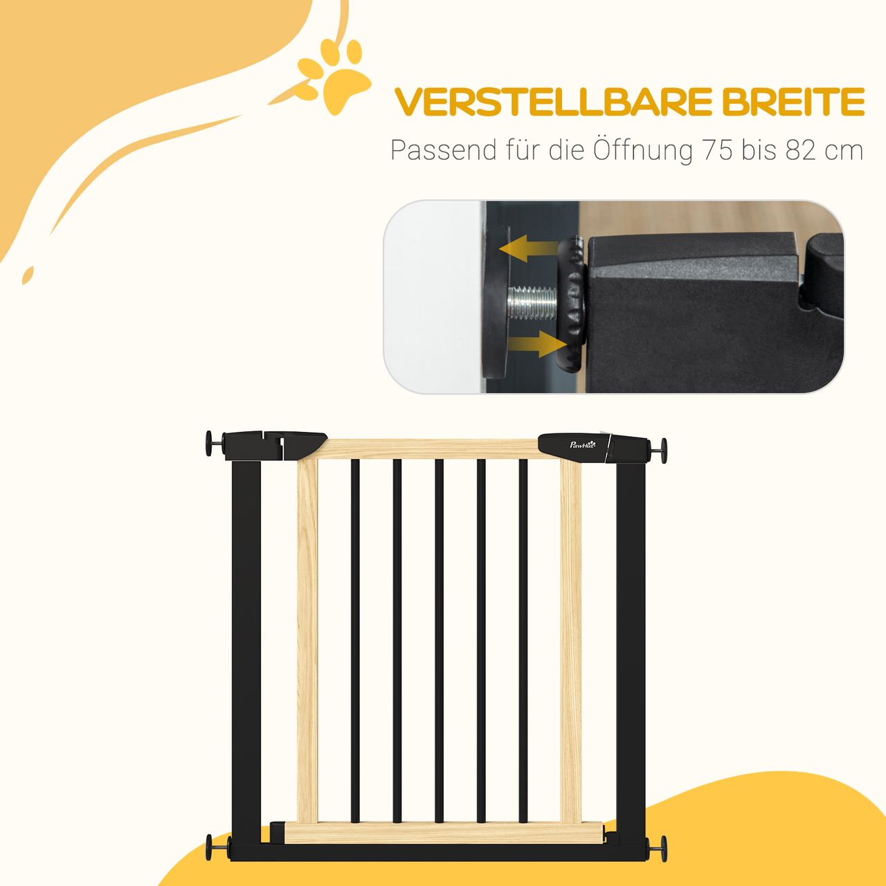 PawHut Hunde Treppenschutzgitter, Türschutzgitter, Absperrgitter, Kiefernholz
