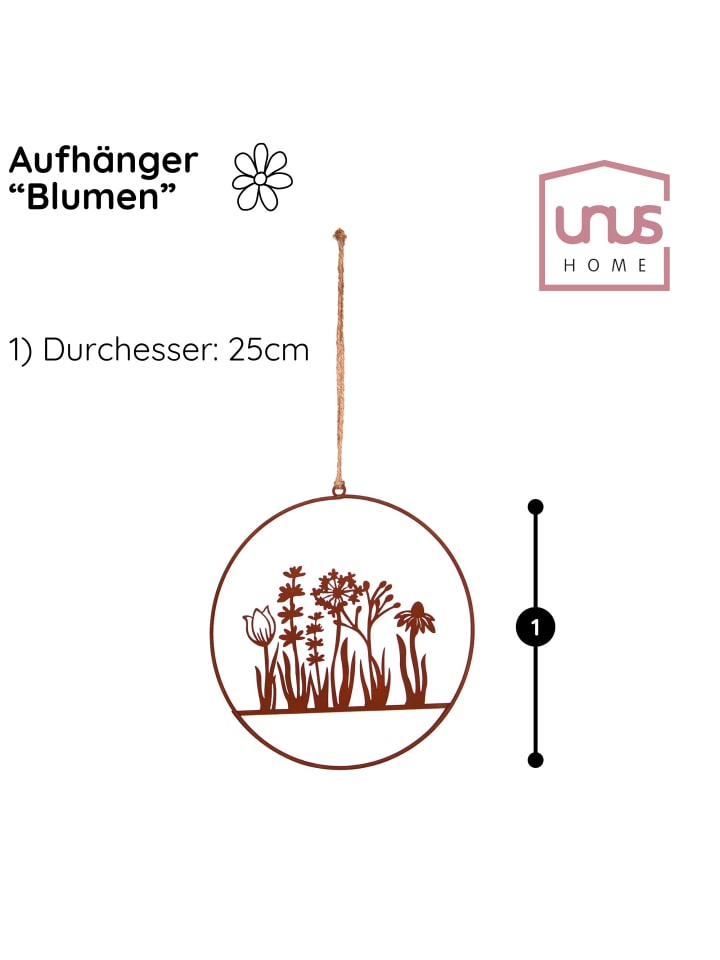 UNUS Aufhänger Blumenornament in Rost günstig kaufen