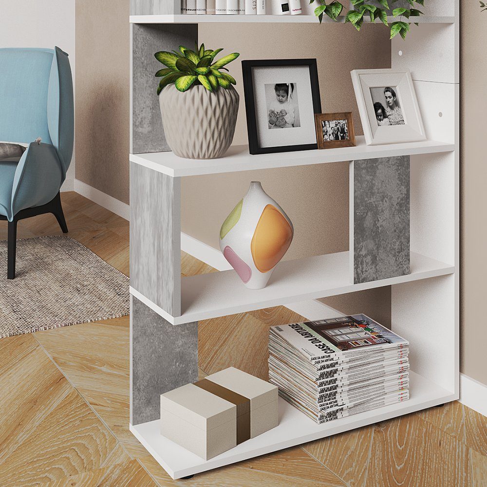 Vicco Raumteiler Bücherregal Standregal Groß Weiß Beton