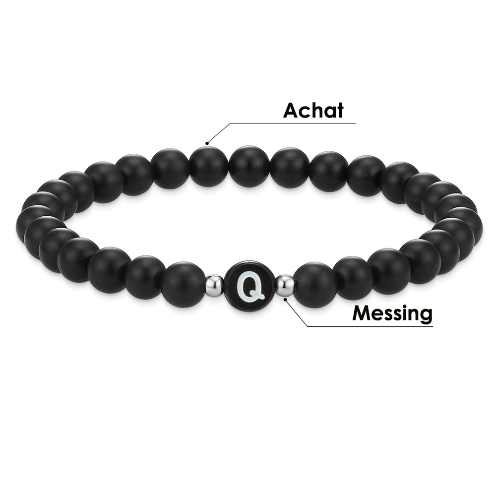 EASTSIDE Bracelet en pierres précieuses Lettres Agate en Noir Bracelet
