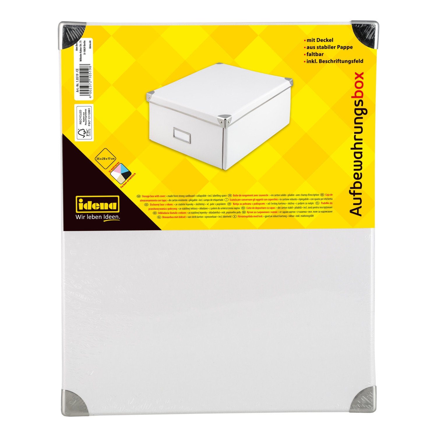 Idena Aufbewahrungsbox Idena 10519 - Aufbewahrungsbox aus festem Karton, Deckel mit verstärkt