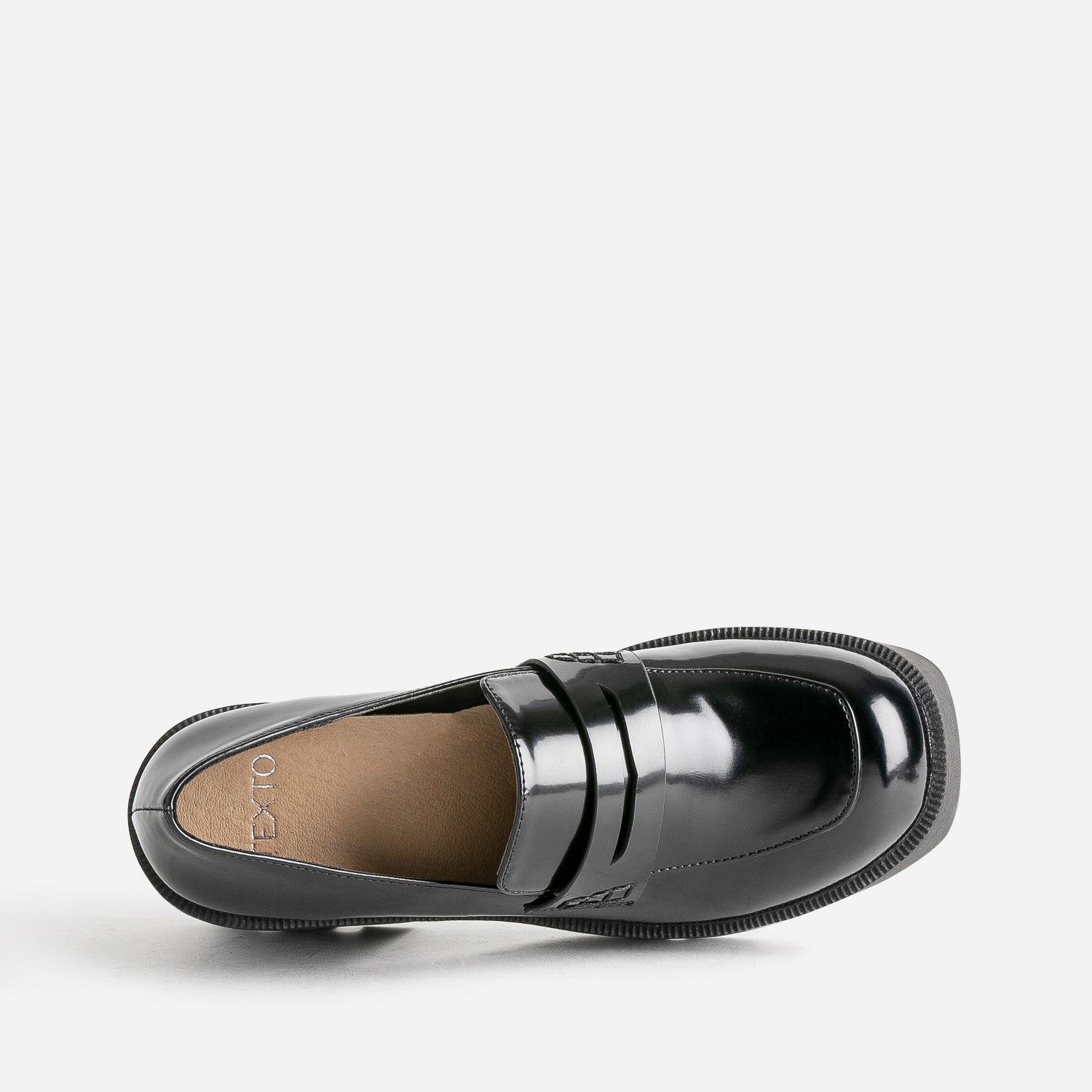 Mocassin TEXTO noir à plateforme crantée