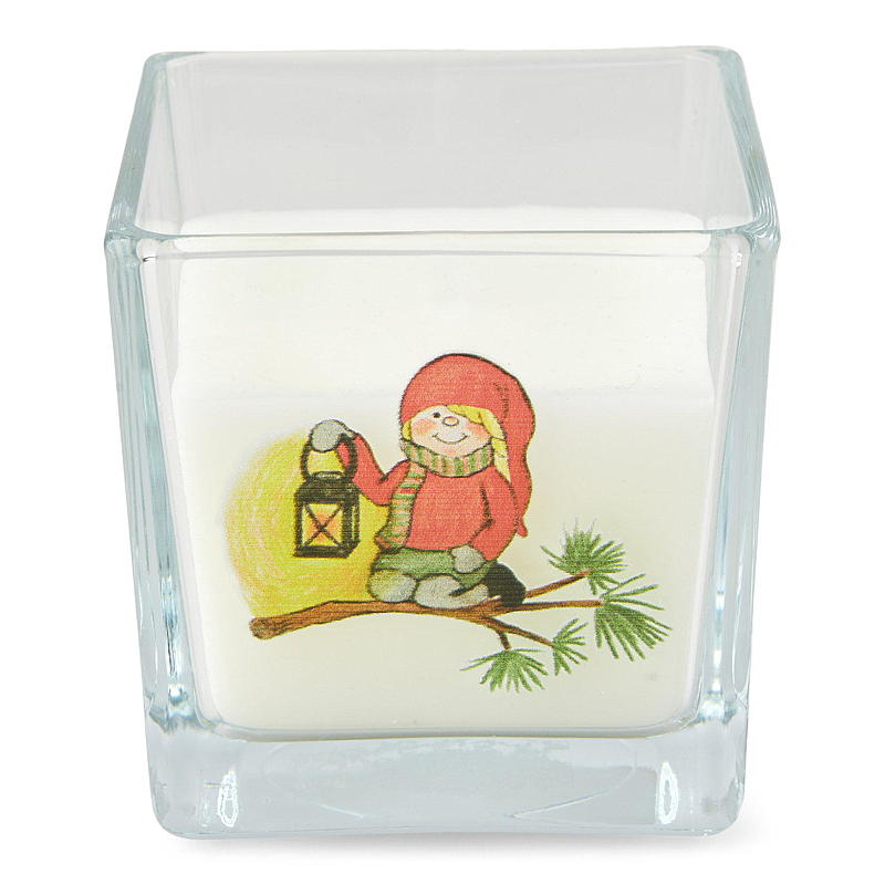 Lys i glass 7,5 cm 35 timer juledesign