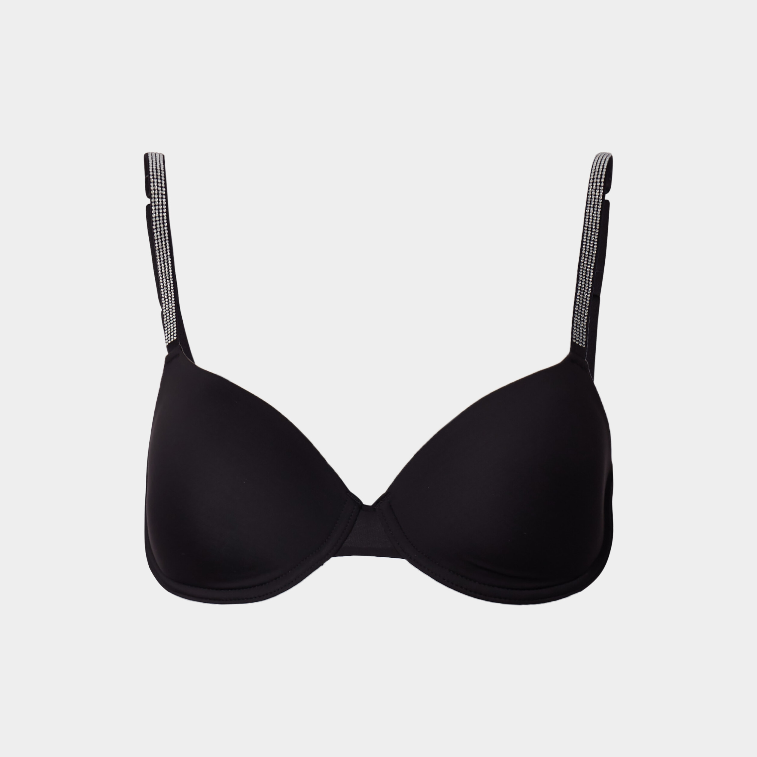 Soutien-gorge corbeille padded à strass noir femme | La Halle