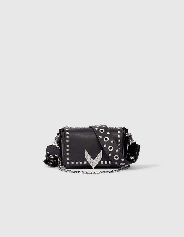 Le sac 111 Janis cuir d'agneau noir rock femme