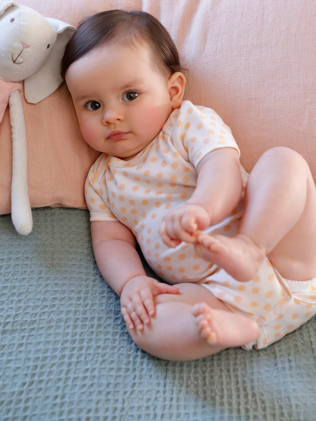 Vertbaudet 3er-Pack Baby Bodys, Schlupfform Oeko-Tex - pfirsich