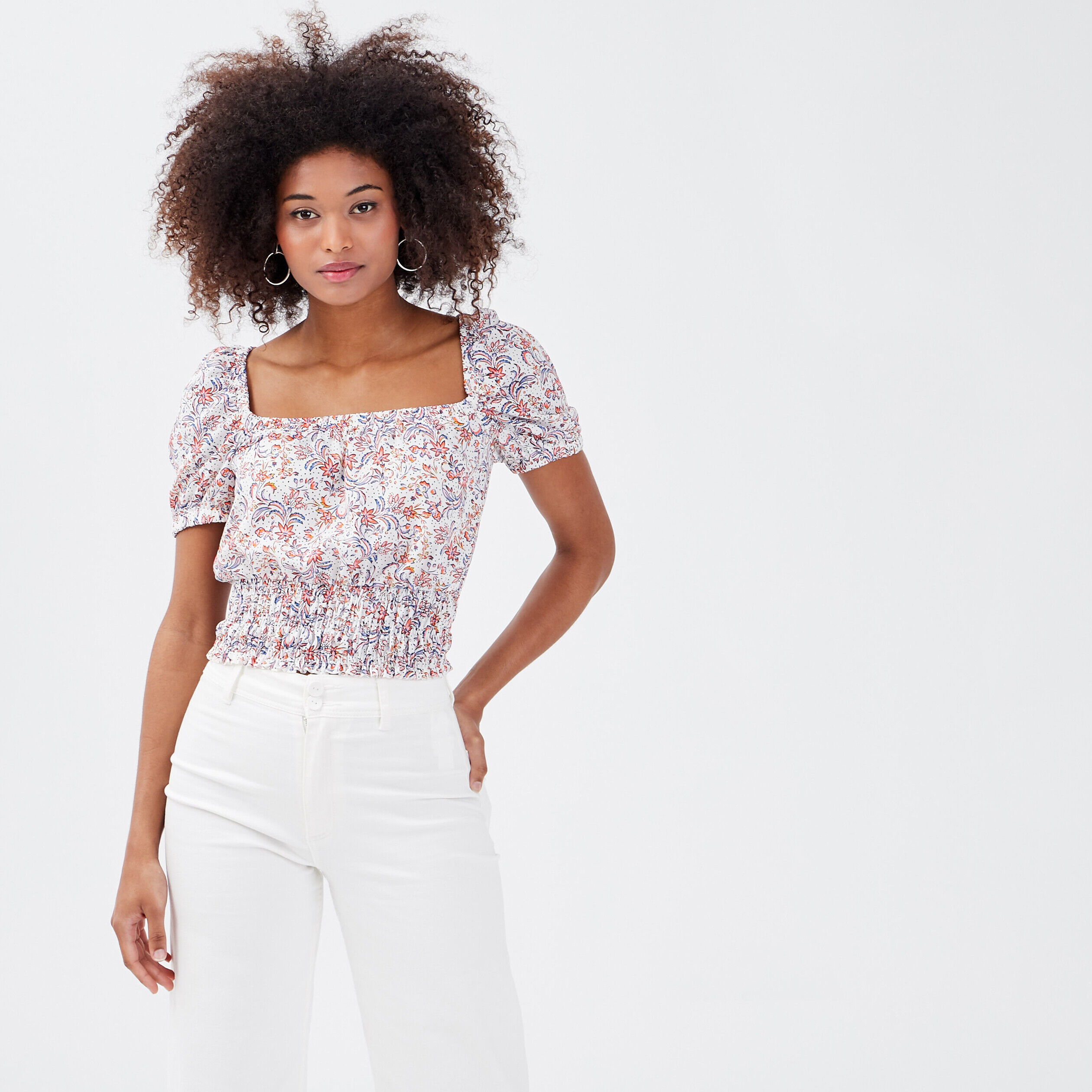 Blouse manches courtes blanc femme | Cache Cache