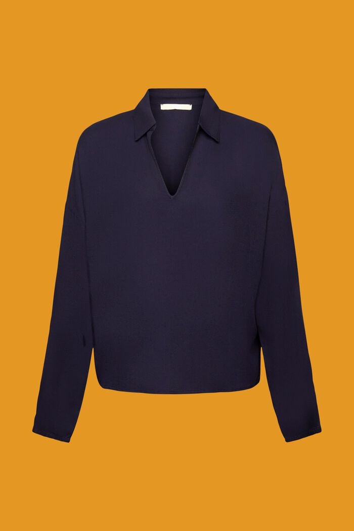 Bluse mit V-Ausschnitt und Umlegekragen