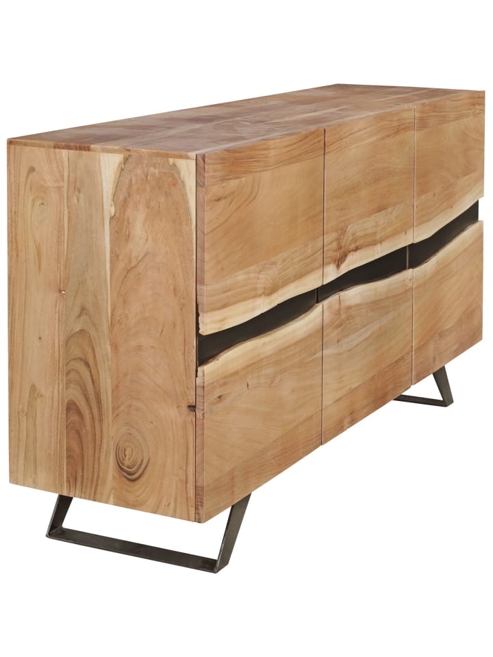 KADIMA DESIGN Sideboard 148 x 85 x 43 cm Massiv-Holz Natur Baumkante Anrichte günstig kaufen onesize