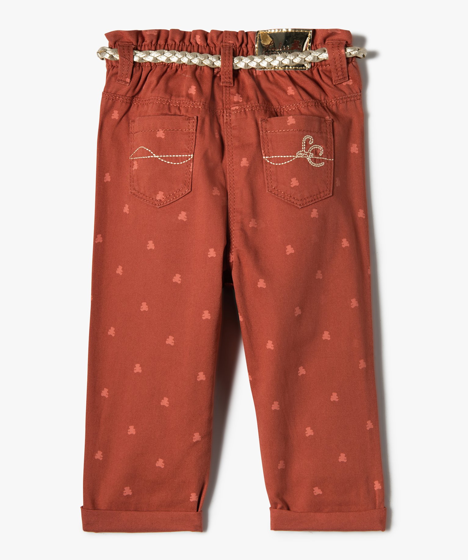 Pantalon bébé fille coupe carotte avec motif et ceinture t... orange | GEMO