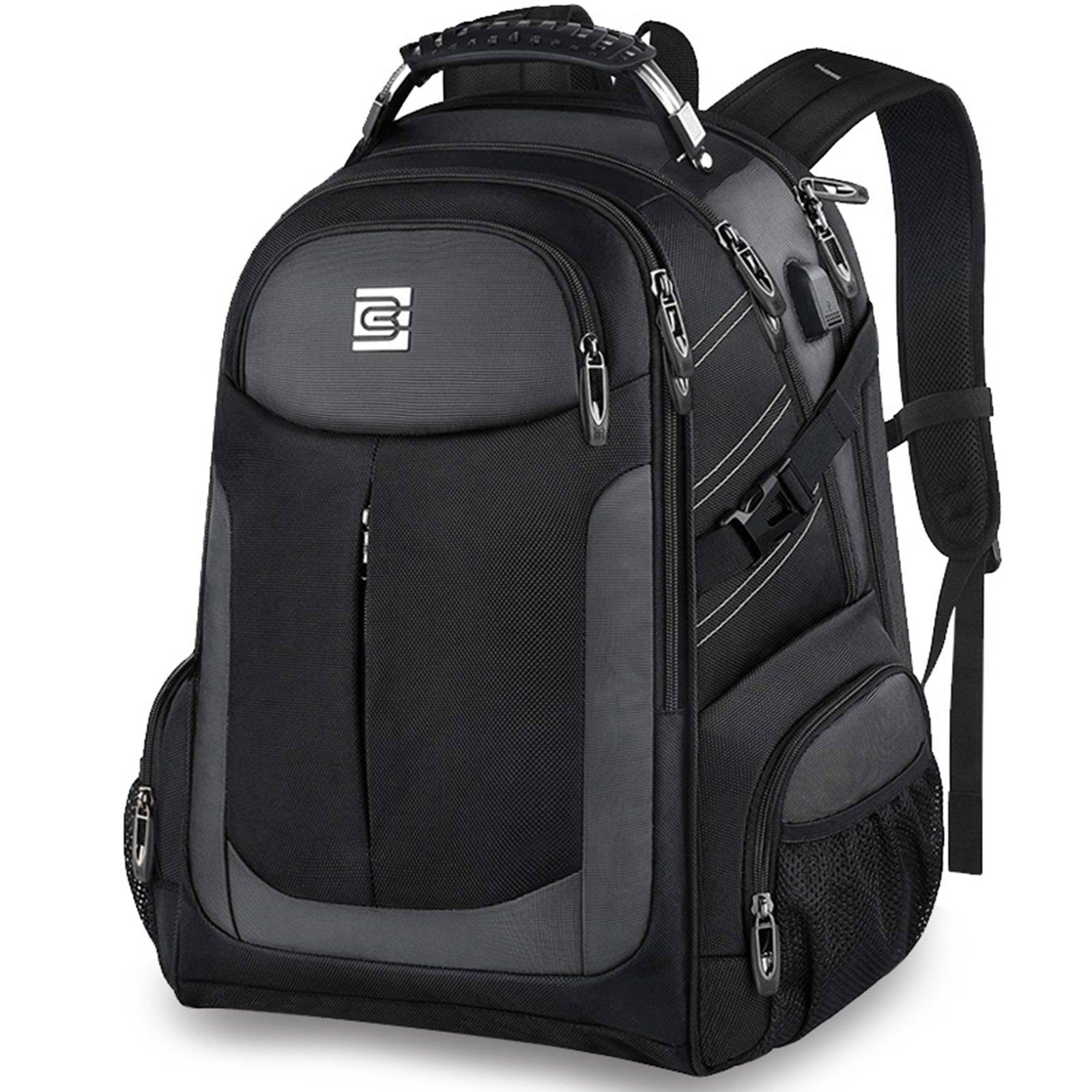 WISHDOR Reiserucksack Computertasche Lässig Rucksack Sportrucksack Sporttasche Umhängetasche (Mit dem eingebauten USB-Ladegerät außen, 32x22x46cm/35x25x50cm), mit USB-Ladeanschluss, passend für 15,6-Zoll-Laptop und Notebook