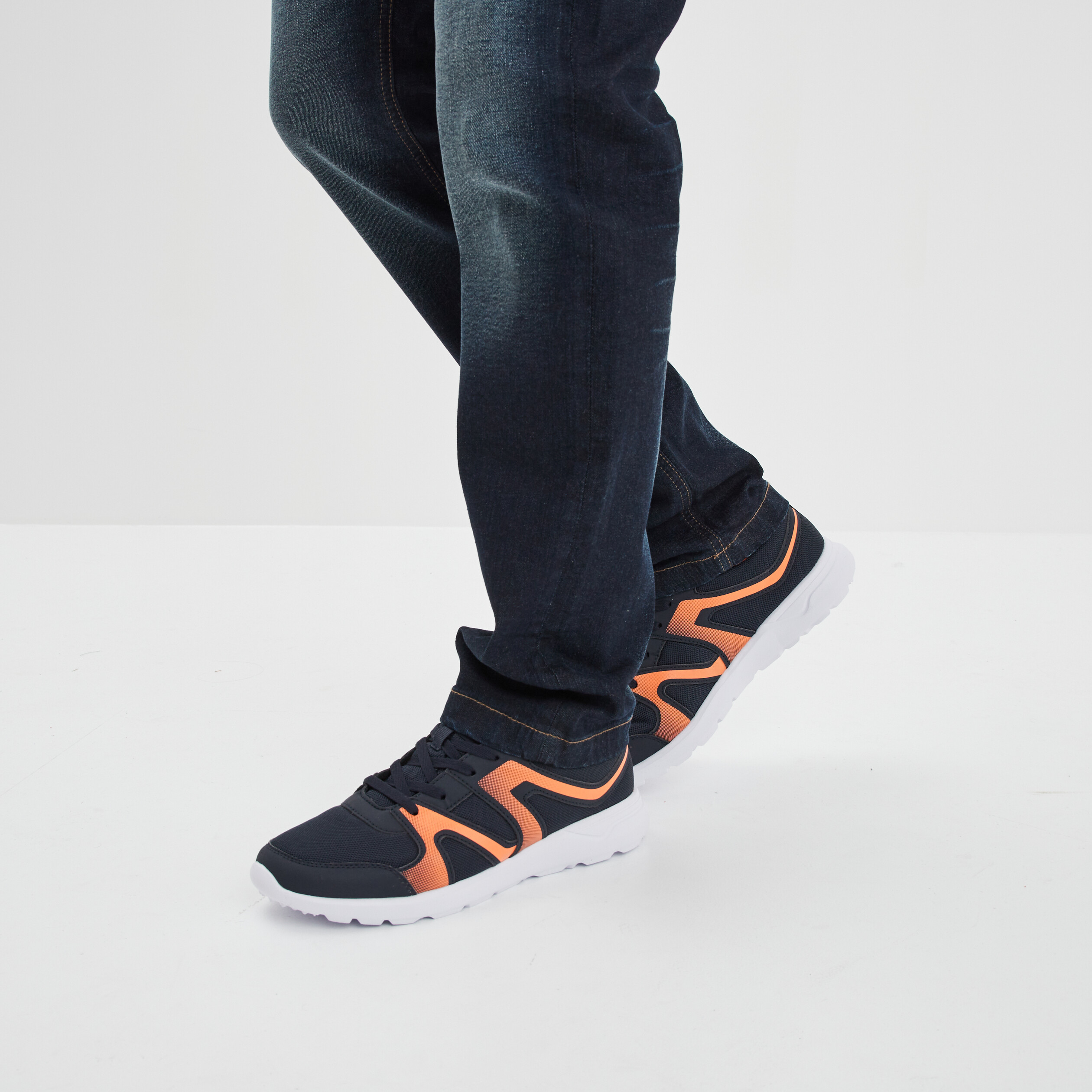 Baskets running à lacets Rexited bleu marine homme | La Halle