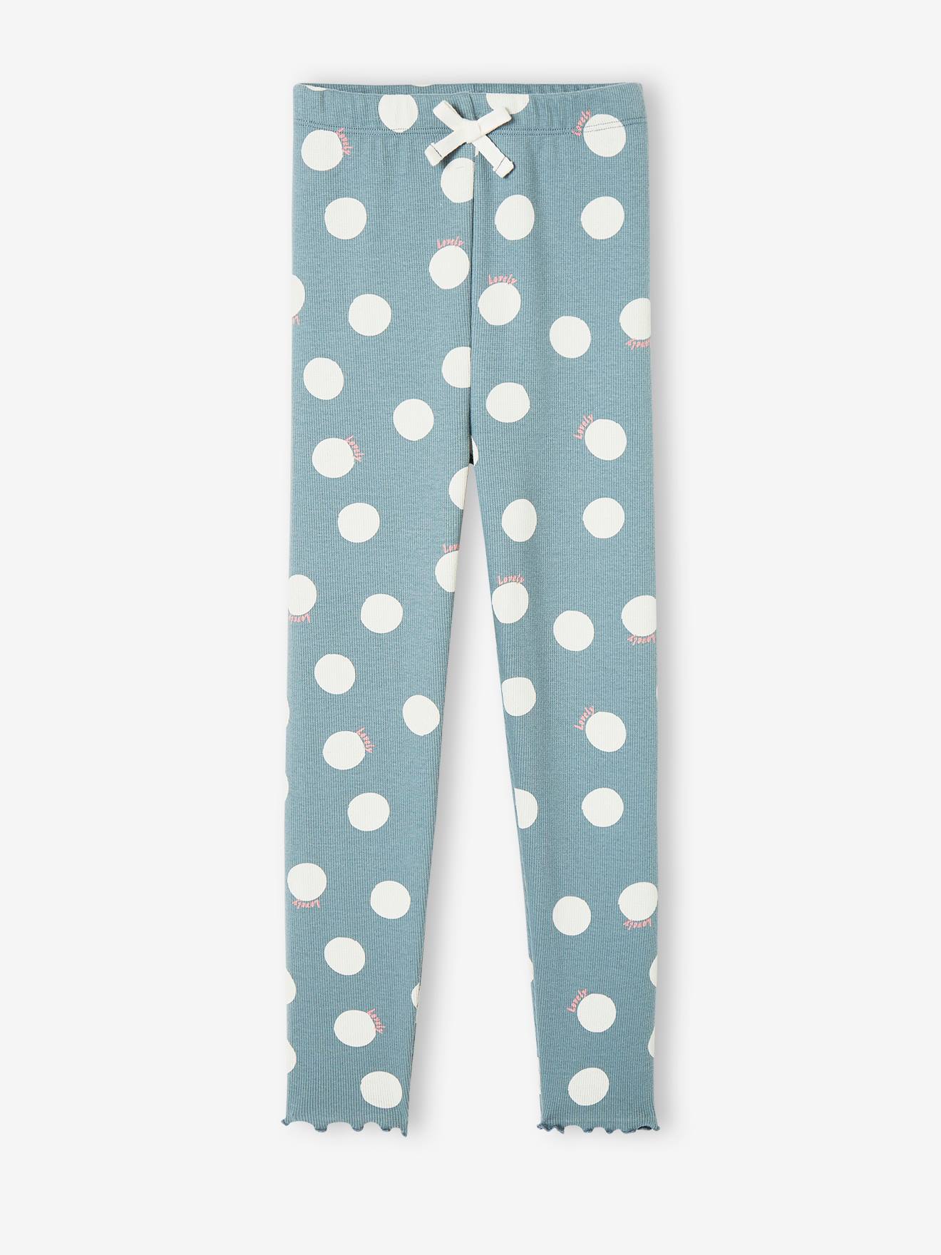 Legging imprimé en maille côtelée fille marine