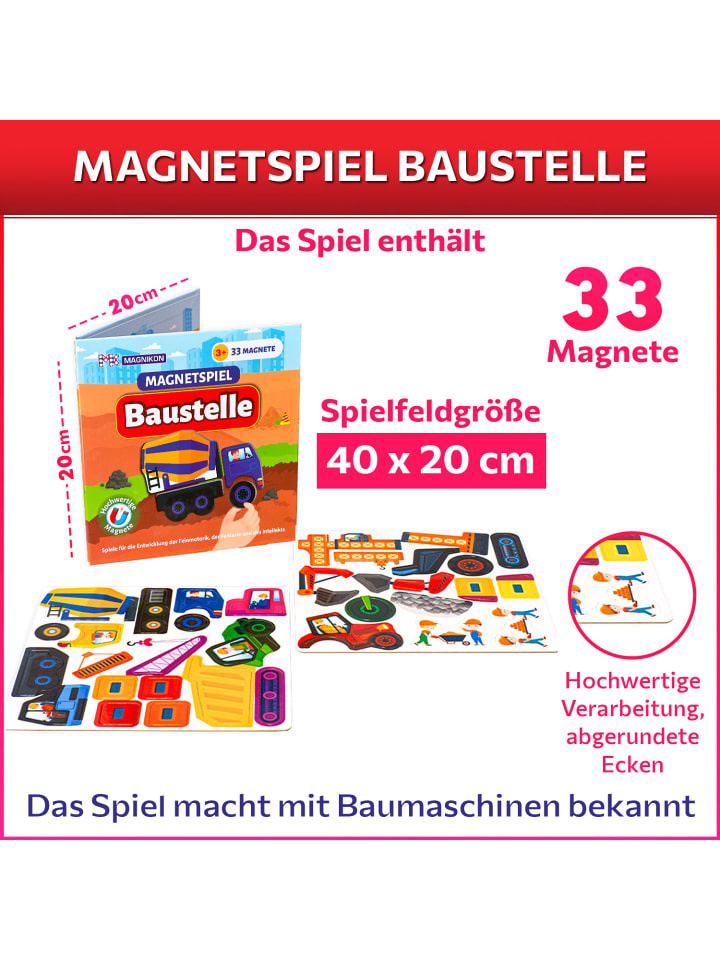 MAGNIKON Magnetspiel “Die Baustelle” mit 33 Puzzle-Magneten - ab 3 Jahren günstig kaufen onesize