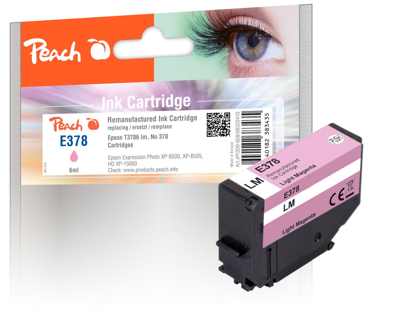 Peach Tintenpatrone light magenta ersetzt Epson T3786, No. 378 lm